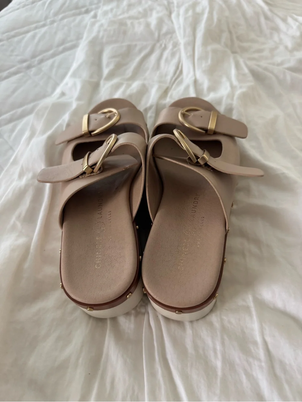 Chinese Laundry Blush Nude Double-Buckle Slide Sandals